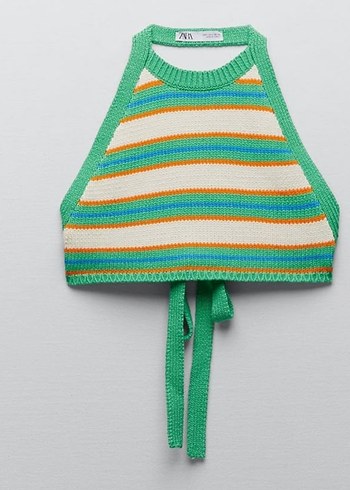 s Beden çeşitli Renk Zara Yeşil Beldn Bağlamalı Örme Crop S Beden