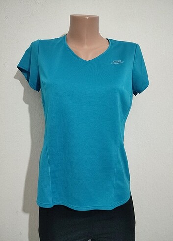 Kalenji Yetişkin T Shirt Mavi Orta Koşu Gym Yoga gym etikette be
