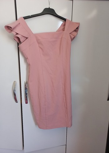 Pembe Mini Fırfırlı Kadın Elbise