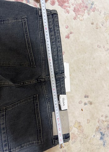 Düğmeli Gri Kadın Denim Pantolon - Görsel 6