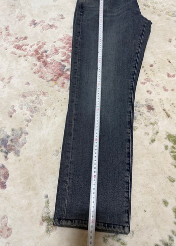 Düğmeli Gri Kadın Denim Pantolon - Görsel 7