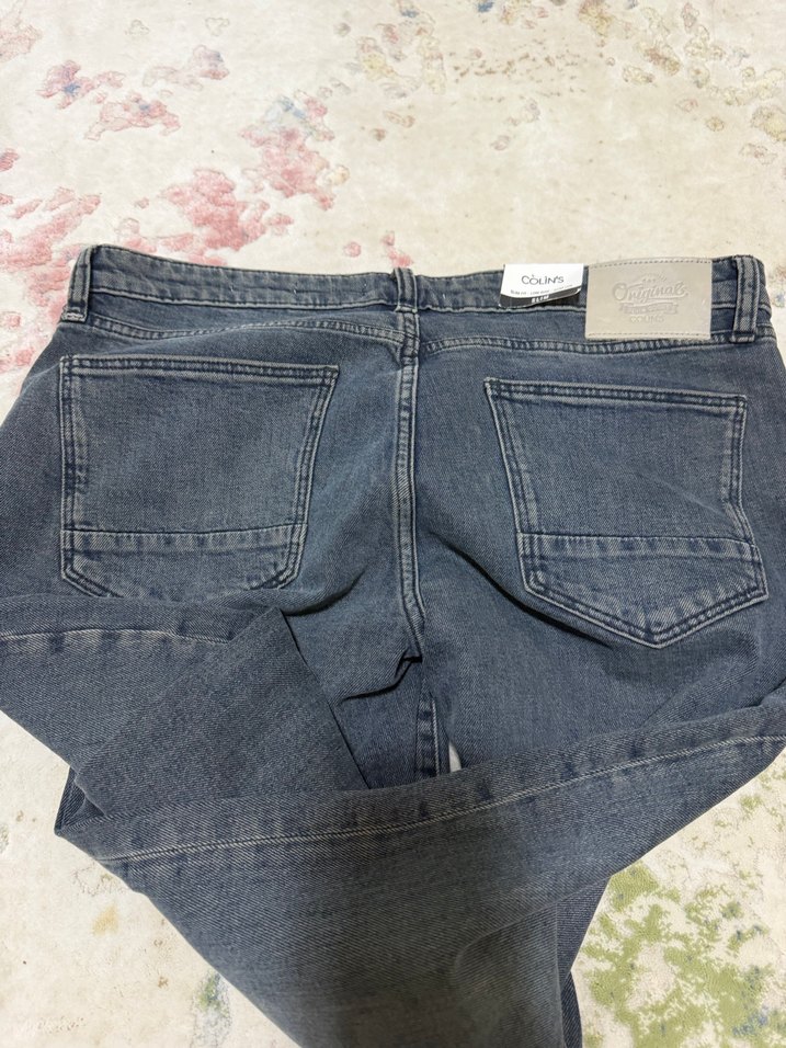 Düğmeli Gri Kadın Denim Pantolon - Görsel 3