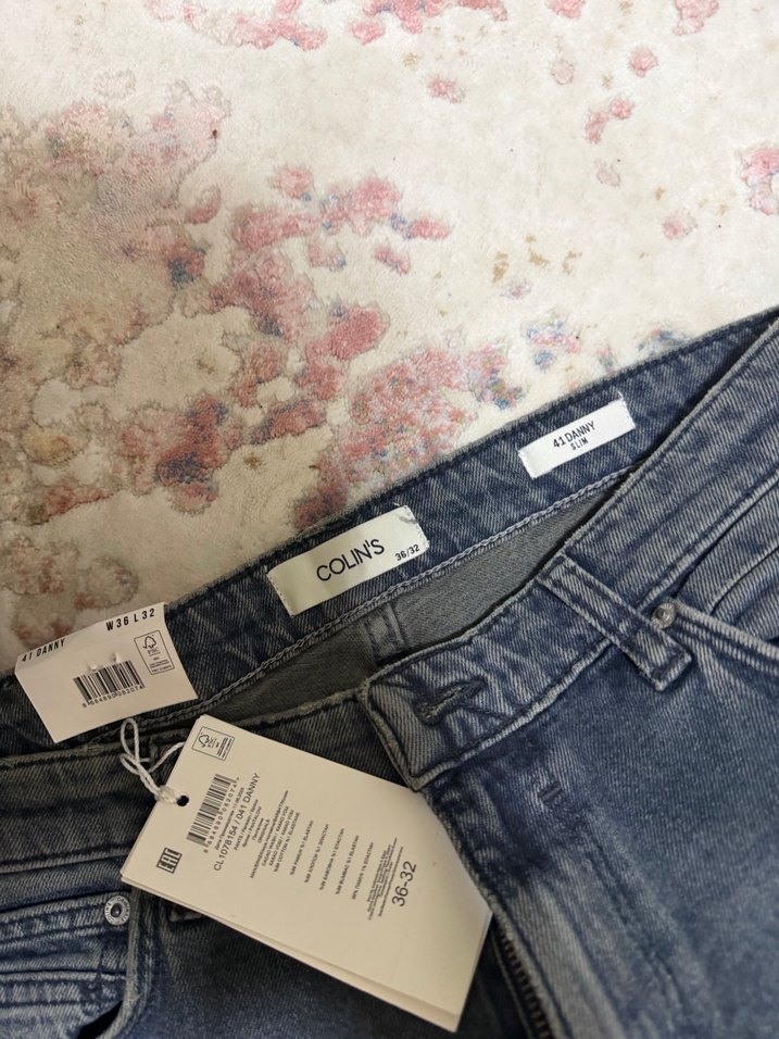 Düğmeli Gri Kadın Denim Pantolon - Görsel 4