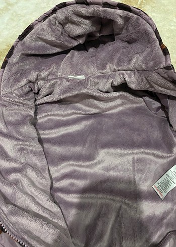 6-9 ay Kürklü Kapüşonlu Mor Leopar Desenli Bebek Tulumu - Görsel 3