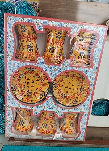6'lı çini desenli çay bardağı