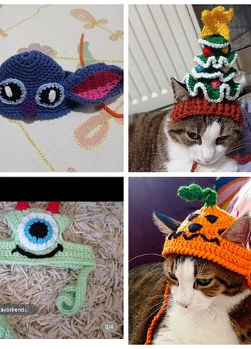 Kedi şapkası stiç yılbaşı şapka ve canavar 
