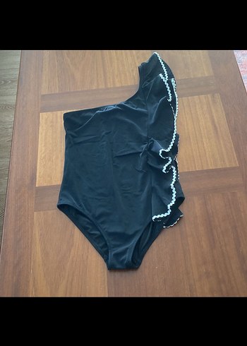 Tek Omuz Fırfırlı Siyah Mini Mayo - Görsel 2