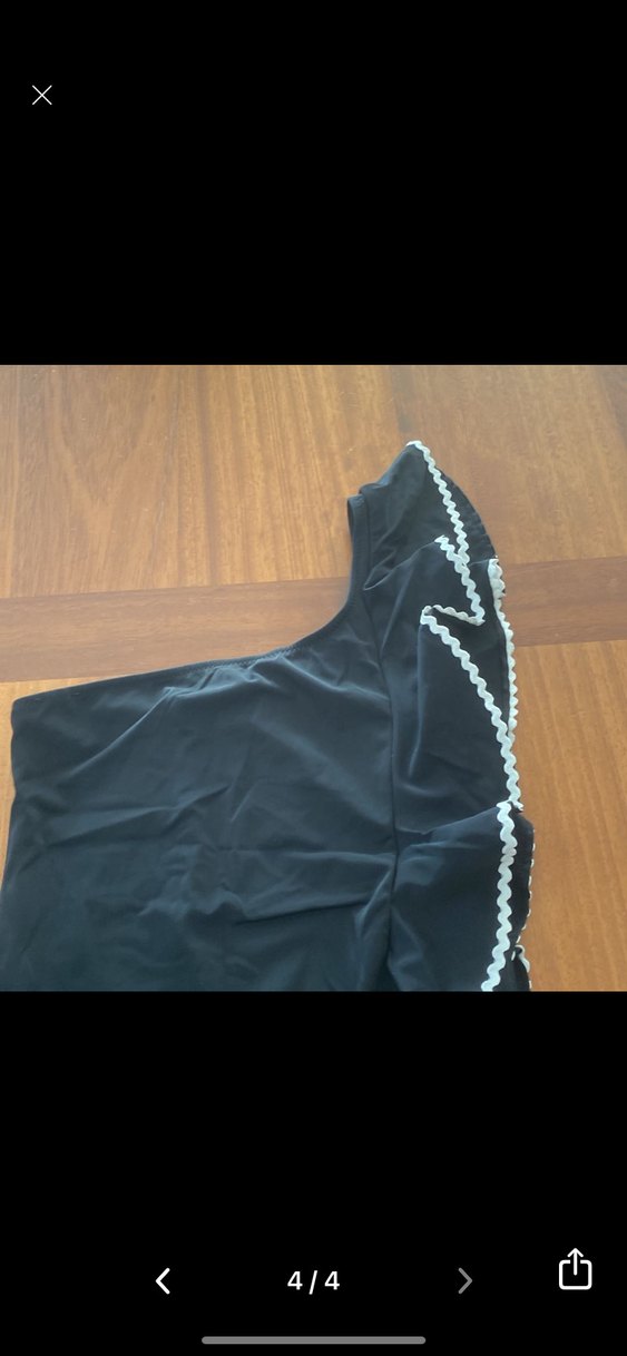 Tek Omuz Fırfırlı Siyah Mini Mayo - Görsel 3