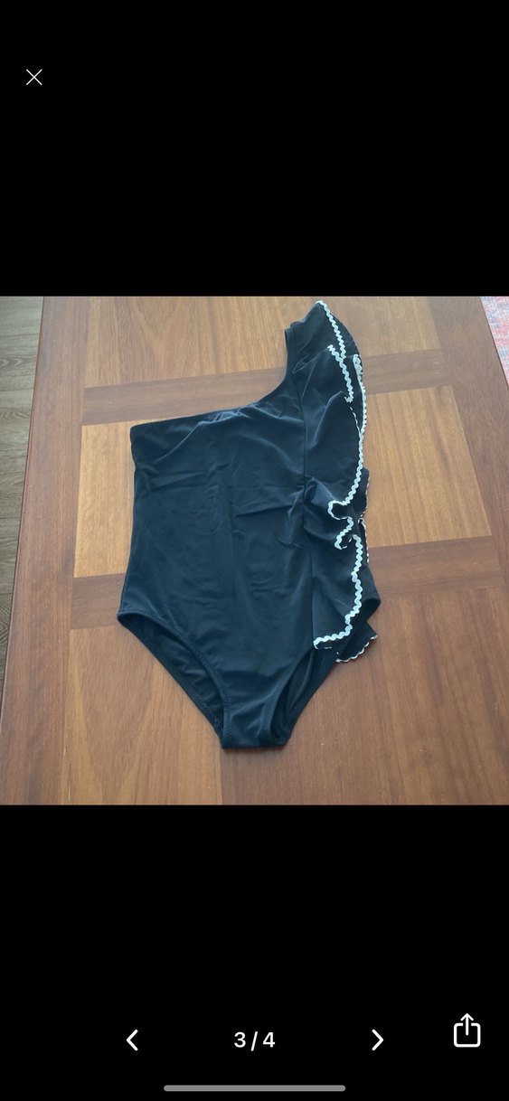 Tek Omuz Fırfırlı Siyah Mini Mayo - Görsel 2