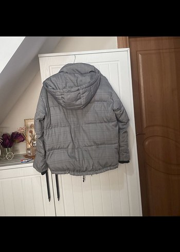 Gri Bel Detaylı Kadın Mont - Görsel 4