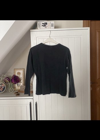 Kız Çocuk Siyah Baskılı Uzun Kollu Tişört - Görsel 4