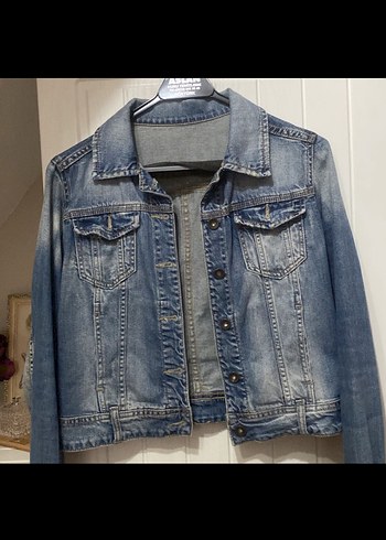 Kadın Mavi Bağlama Desenli Denim Ceket - Görsel 3