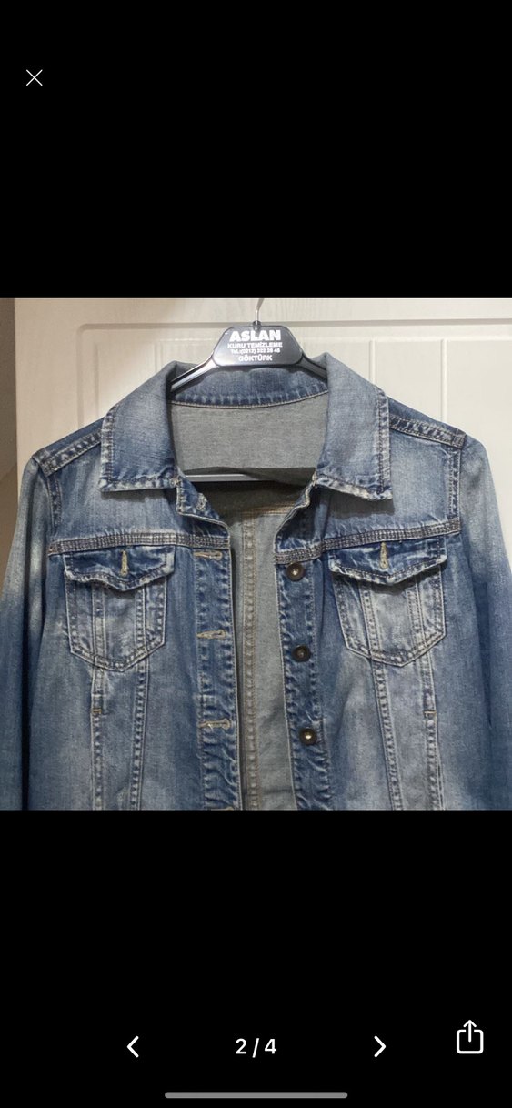 Kadın Mavi Bağlama Desenli Denim Ceket - Görsel 2