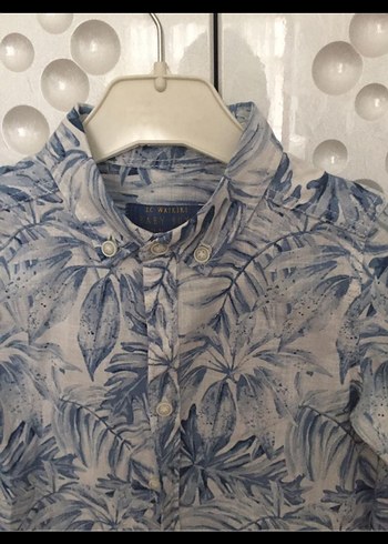 Uzun Kollu Erkek Gömlek Mavi Batik Desenli - Görsel 2