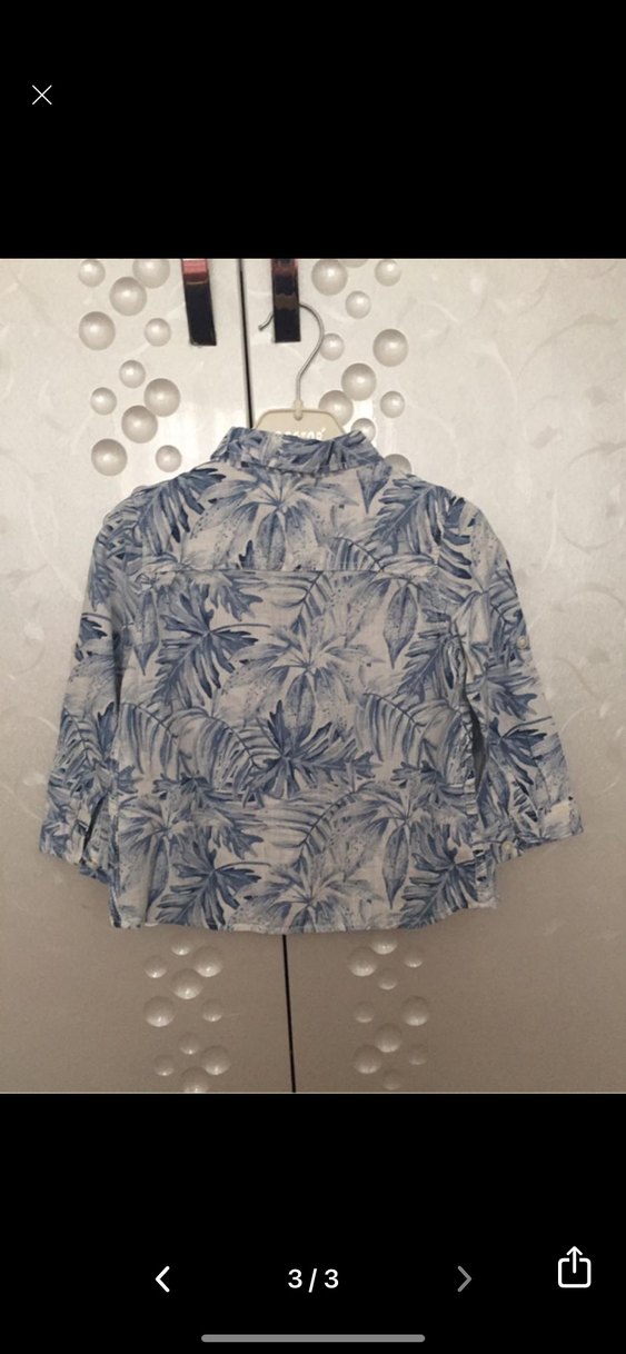 Uzun Kollu Erkek Gömlek Mavi Batik Desenli - Görsel 3