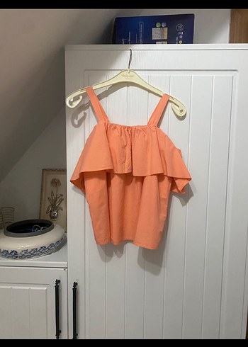 Pembe Keten Salaş Mini Bluz Fırfırlı - Görsel 2