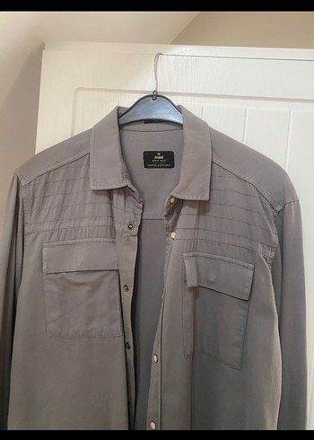 Gri Uzun Kollu Erkek Keten Gömlek - Görsel 5