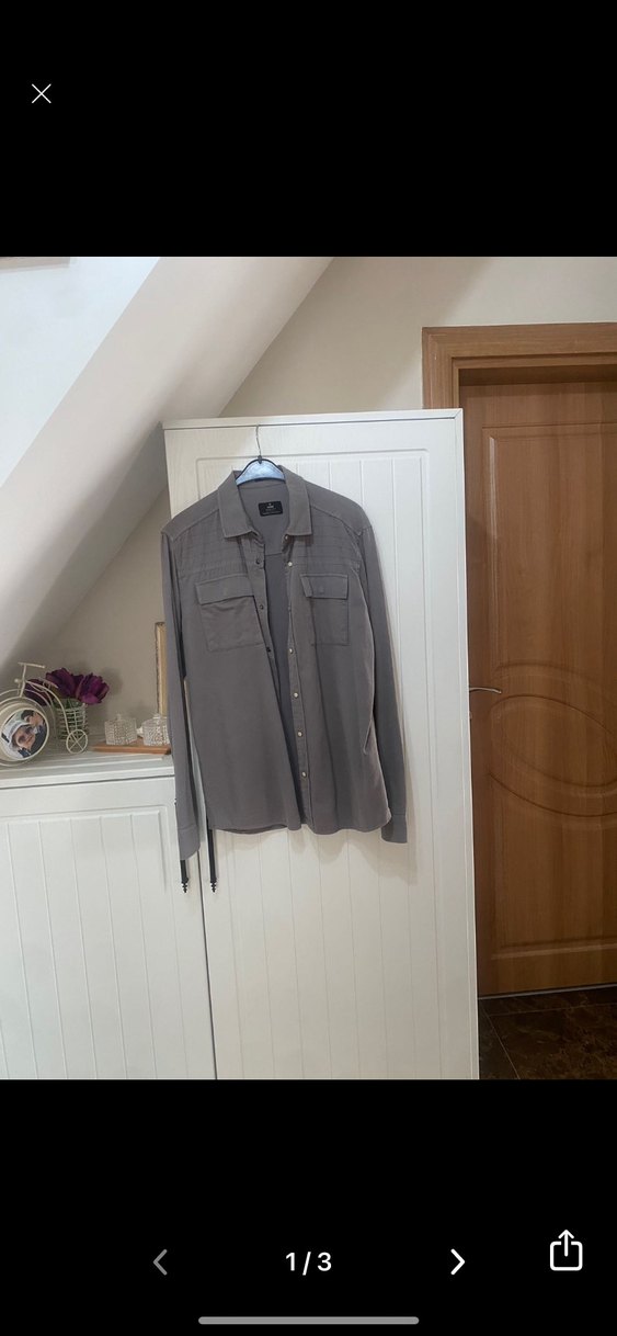 Gri Uzun Kollu Erkek Keten Gömlek - Görsel 3