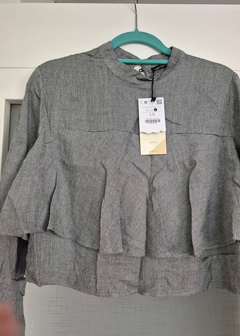 Bershka Gri Kısa Kesim Kadın Bluz