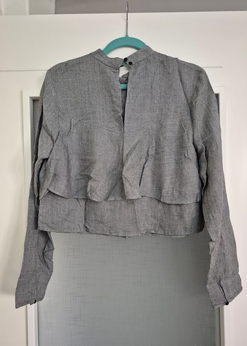 Gri Kısa Kesim Kadın Bluz - Görsel 6