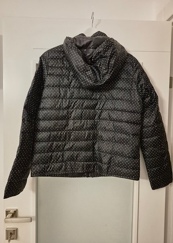 Düğmeli Siyah Kadın şişme mont - Görsel 8