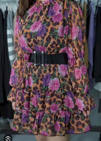 Uzun Kollu Fırfırlı Mini Bohem Elbise - Görsel 7