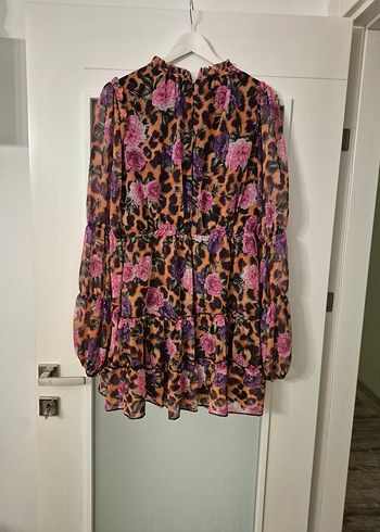 Uzun Kollu Fırfırlı Mini Bohem Elbise - Görsel 6