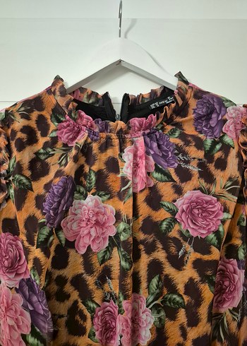 Uzun Kollu Fırfırlı Mini Bohem Elbise - Görsel 5