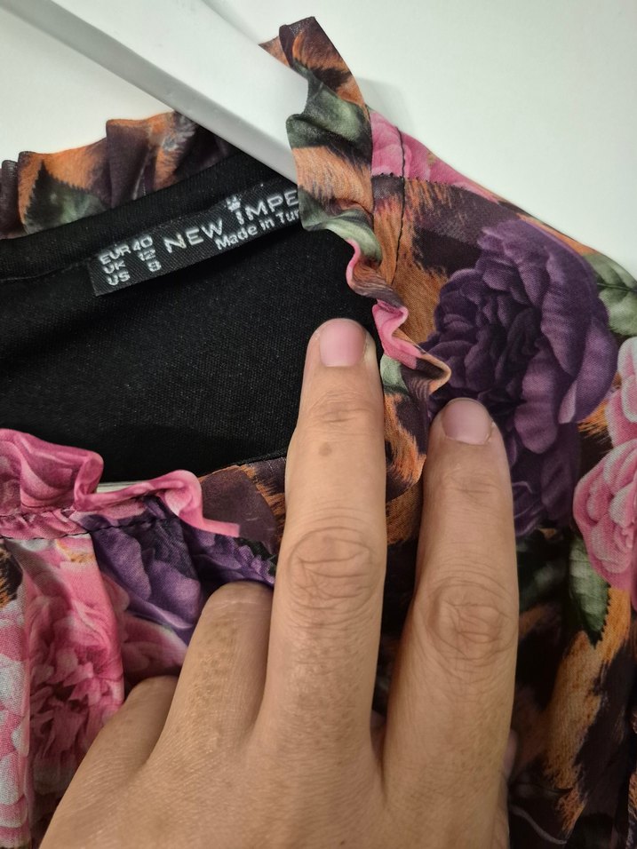 Uzun Kollu Fırfırlı Mini Bohem Elbise - Görsel 4