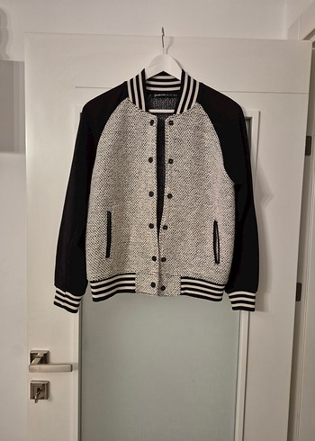 Gri Kadın Bomber Ceket, Rahat Kesim, Uzun Kollu - Görsel 2