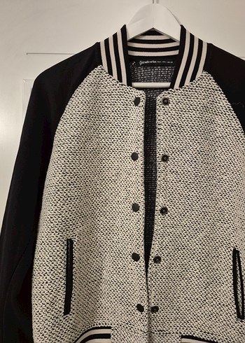 Gri Kadın Bomber Ceket, Rahat Kesim, Uzun Kollu - Görsel 4