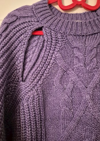 Mor Örgü Kadın Triko Kazak - Görsel 4
