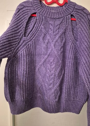 Mor Örgü Kadın Triko Kazak - Görsel 3