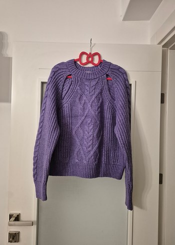 Mor Örgü Kadın Triko Kazak - Görsel 2