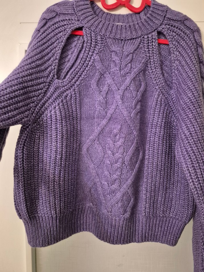 Mor Örgü Kadın Triko Kazak - Görsel 3