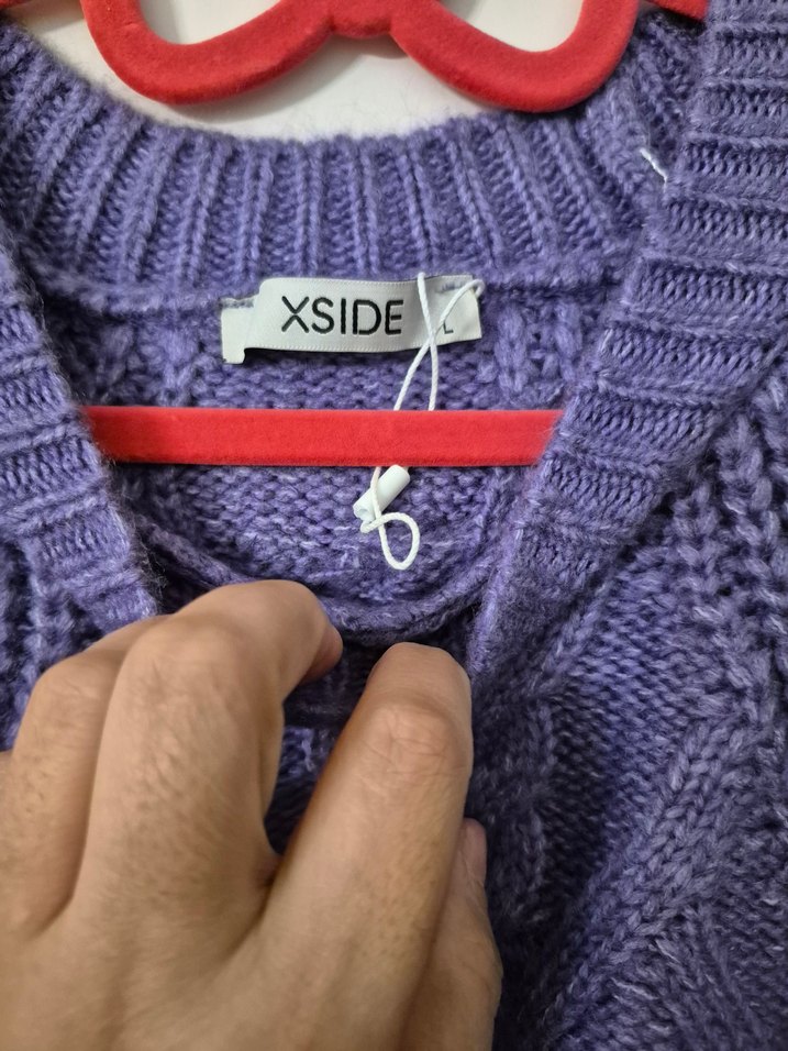 Mor Örgü Kadın Triko Kazak - Görsel 5