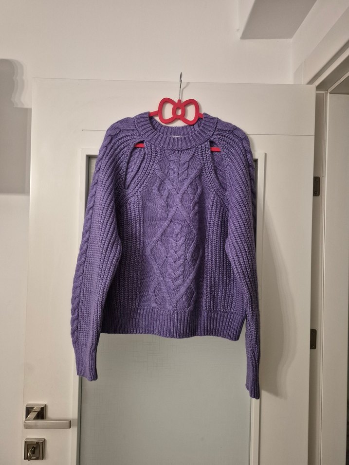 Mor Örgü Kadın Triko Kazak - Görsel 2