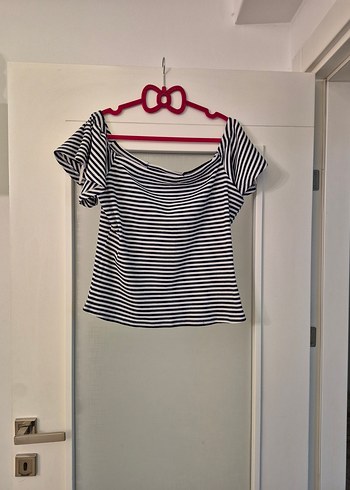 Çizgili Kayık Yaka tshirt - Görsel 2