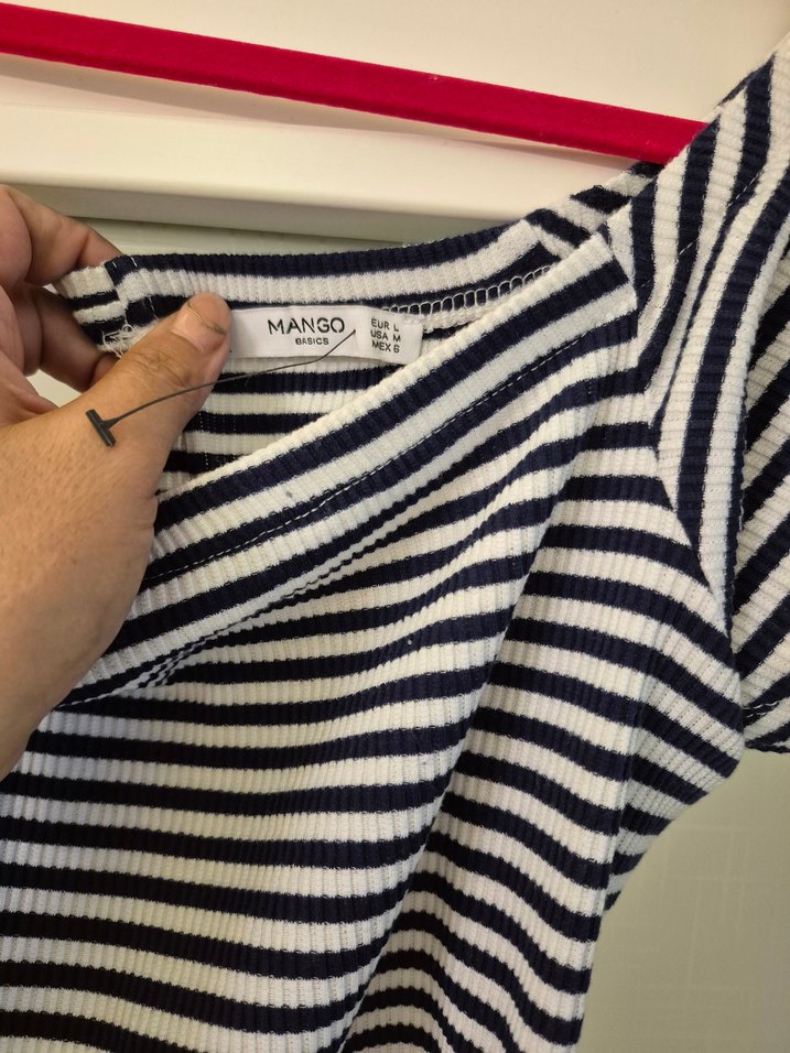 Çizgili Kayık Yaka tshirt - Görsel 5