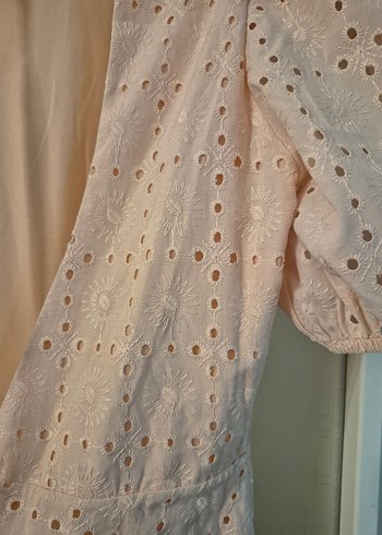 Dantel detaylı pembe uzun boy elbise - Görsel 6