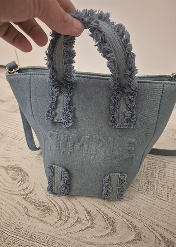 Nakışlı Mavi Denim Kadın twist canta - Görsel 3