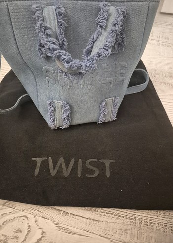 Nakışlı Mavi Denim Kadın twist canta - Görsel 7