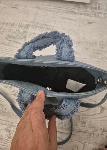 Nakışlı Mavi Denim Kadın twist canta - Görsel 6