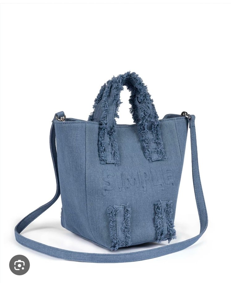 Nakışlı Mavi Denim Kadın twist canta - Görsel 2