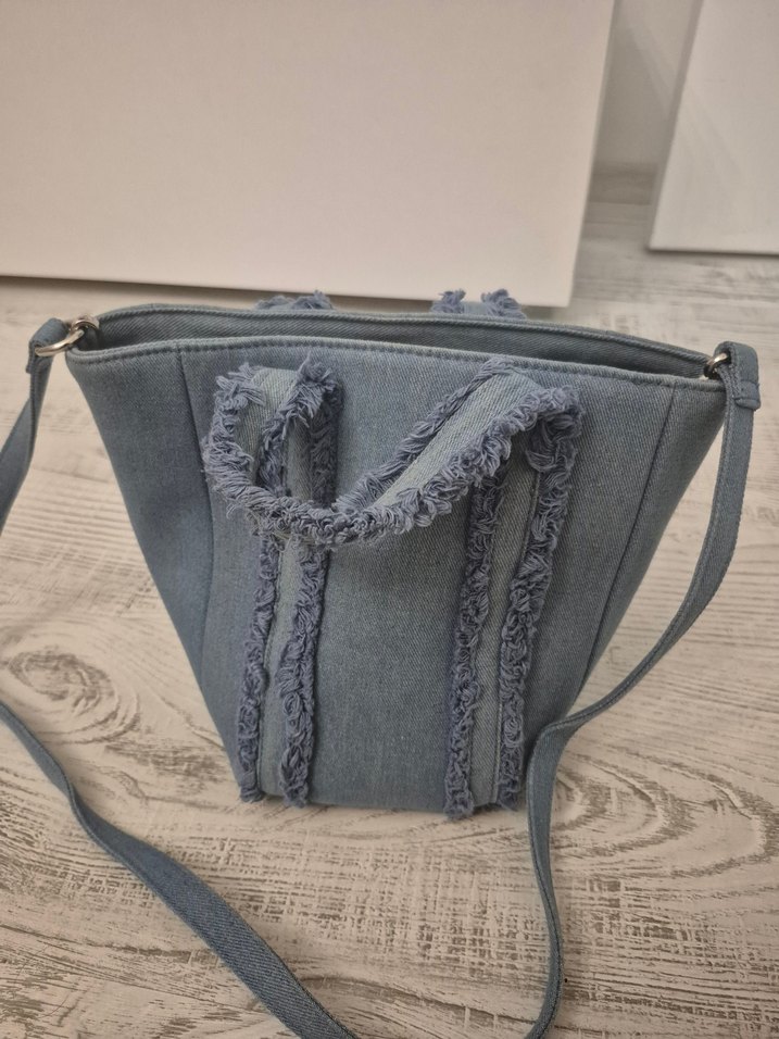 Nakışlı Mavi Denim Kadın twist canta - Görsel 5