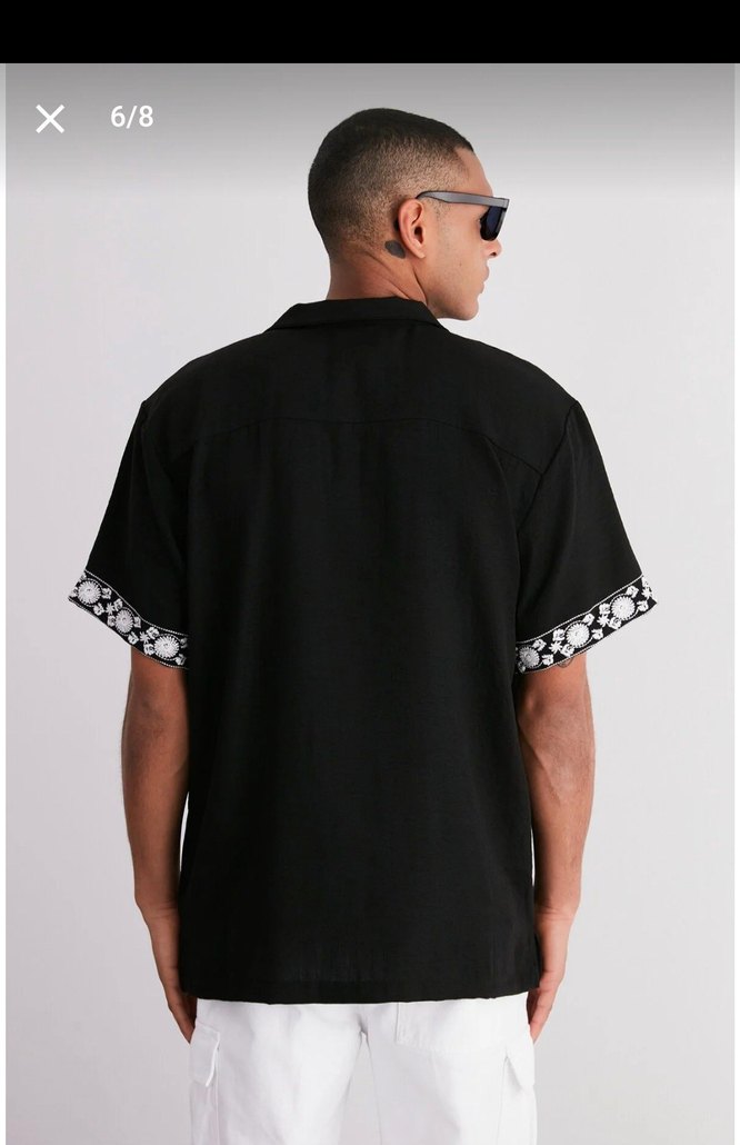 Siyah Salaş Kısa Kollu Gömlek - Görsel 3