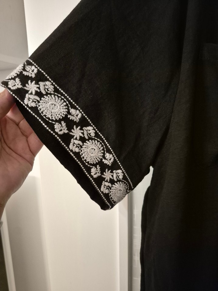 Siyah Salaş Kısa Kollu Gömlek - Görsel 5