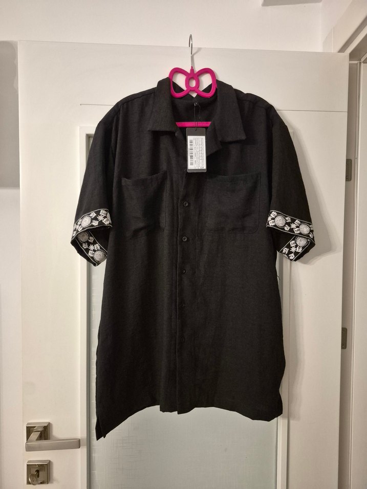 Siyah Salaş Kısa Kollu Gömlek - Görsel 4