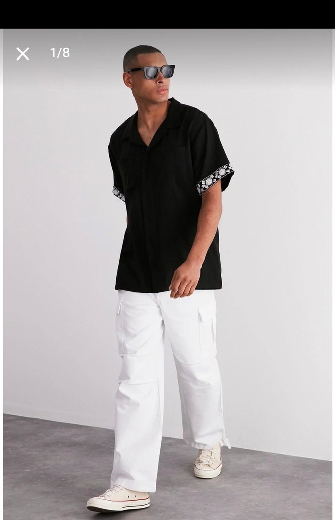 Siyah Salaş Kısa Kollu Gömlek - Görsel 2