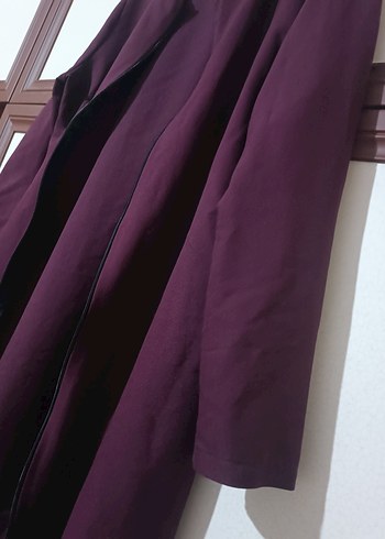 Bordo Uzun Kollu Kadın Uzun Pardösü - Görsel 5